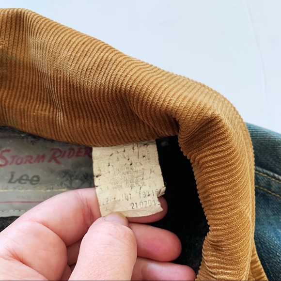 Lee Storm Riders VTG Distressed Blanket Lined Corduroy Denim Jacket Mens Small - Picture 8 of 9